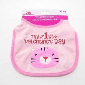 My First Valentine's Day Bib Infant Teething Cloth Pink Tiger Way To Celebrate